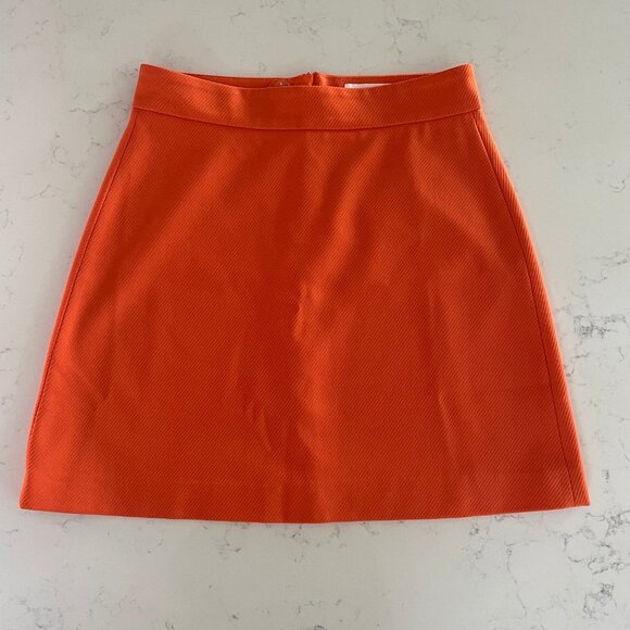 Selected Femme Mynella Lined Textured Poly A-Line Mini Skirt Orangeade Sz 36 NWT - Picture 9 of 9